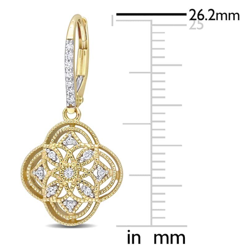 Miadora 1/6ct TDW Diamond Floral Leverback Earrings 10k Two-Tone Gold