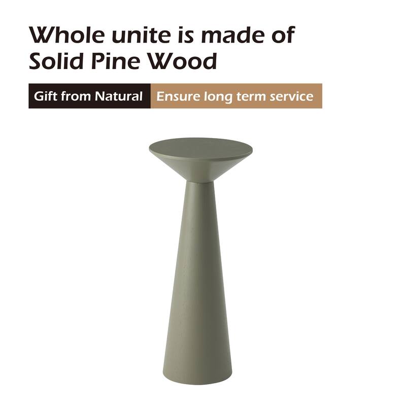 COZAYH Farmhouse Pedestal End Table, Round Martini Table Wood Plant Stand Rustic Small Drink Table for Living Room, Bedroom