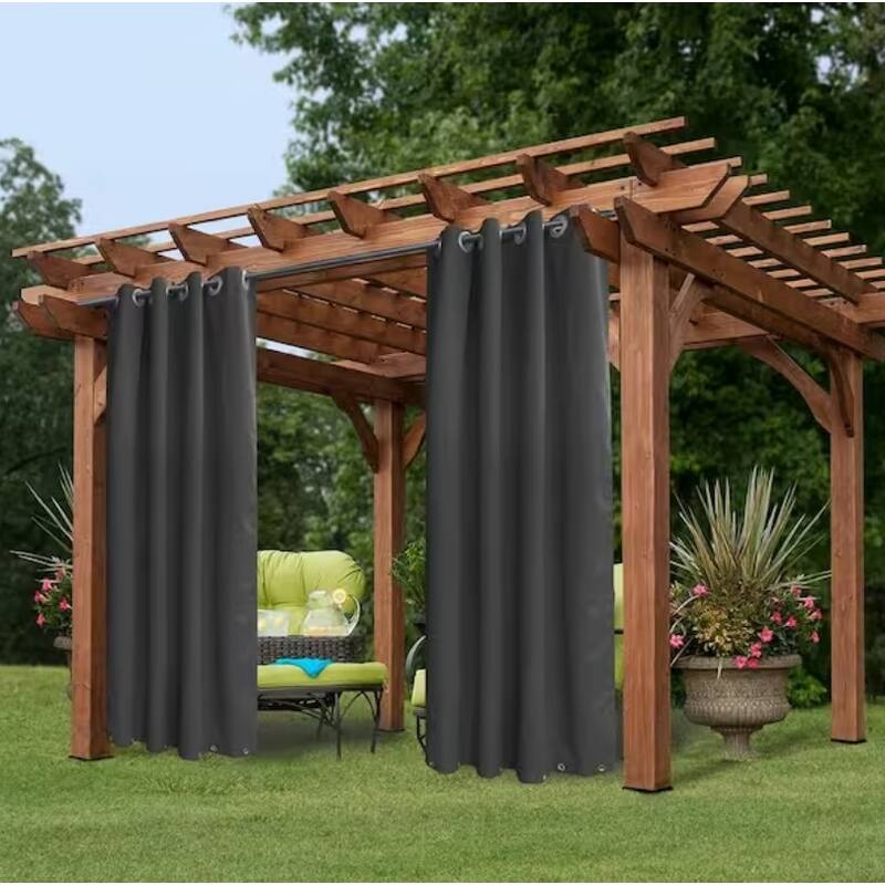 Pro Space Grommets on Top and Bottom, Privacy Panel Drapery for Patio Porch Gazebo Cabana, Dark Gray - Grey