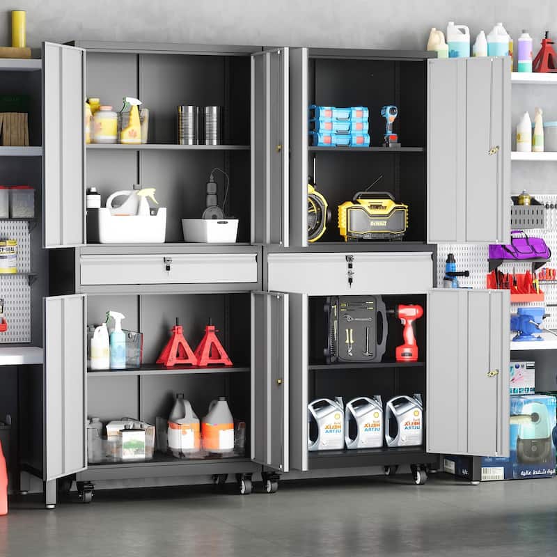 Steel Garage Storage Cabinet Rolling Tool Storage Cabinet with Adjustable Shelves