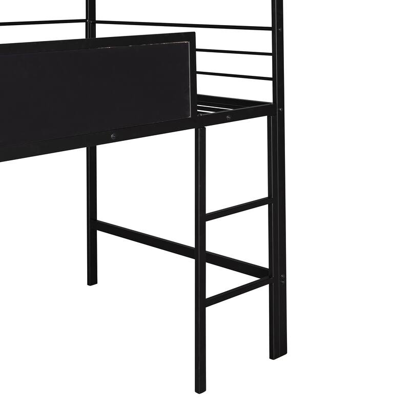 Twin Size Metal Loft Bed with Slide and Writable Wooden Board