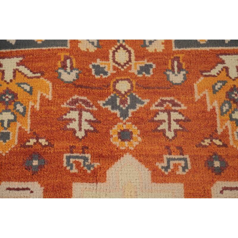 Geometric Kazak Area Rug Hand-Knotted Tribal Wool Carpet - 7'10"x 9'11"