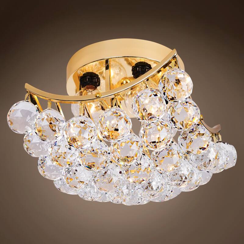 Square Crystal Ball 8-inch Flush-mount Ceiling Chandelier