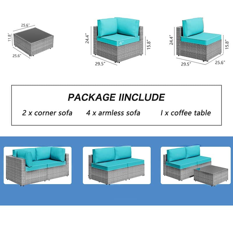 7-Piece Outdoor Sectional Seating Group with Cushions