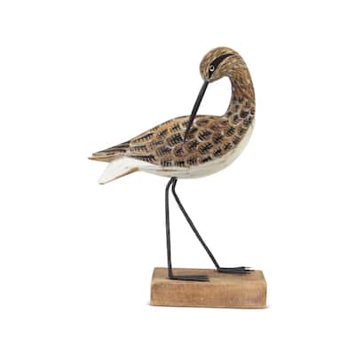 Wooden Hand Carved Willet Bird Statue Figurine Sculpture Art Decorative Home Decor Accent Gift Handcrafted Decoration Handmade