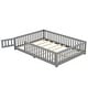 preview thumbnail 23 of 40, Full Size Pine Wood Floor Bed with Safety Guardrails and Door for Kids