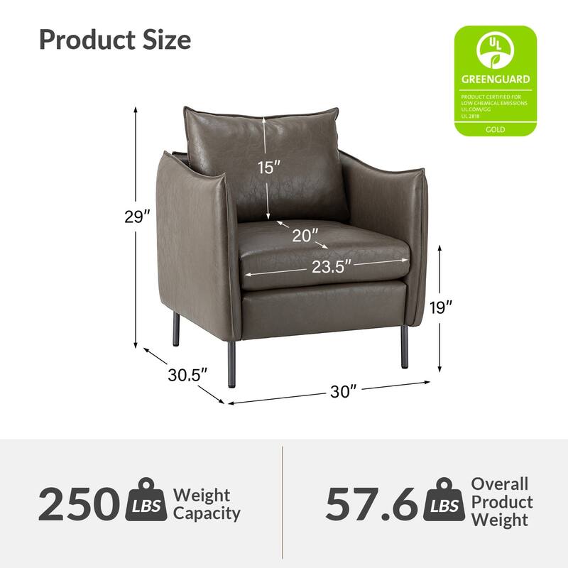 Jaime Modern Vegan Leather Accent chair with Metal Legs Set of 2 by HULALA HOME