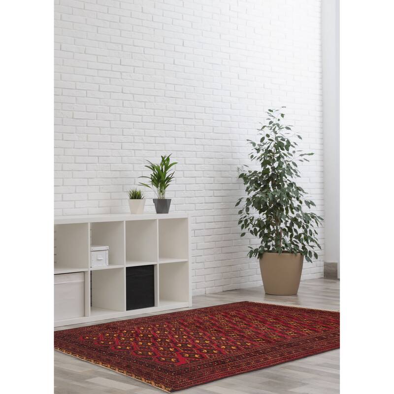 ECARPETGALLERY Hand-knotted Teimani Red Wool Rug - 3'8 x 6'8