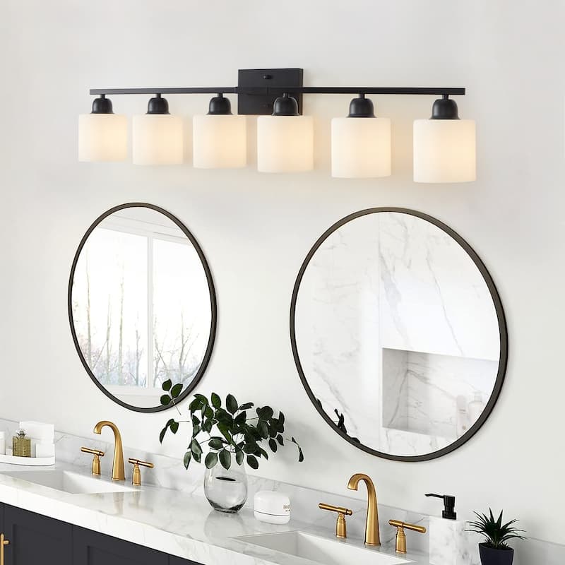 6-Light 38" Matte Black Bathroom Vanity - Wall Sconce for Bedroom, Living