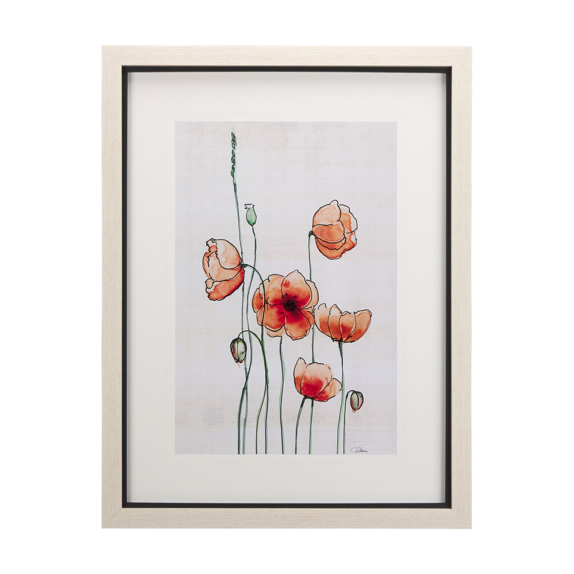 Meadow flowers I by Mercana Studio a Hand Embellished Textured Framed Art Print Matted under Glass