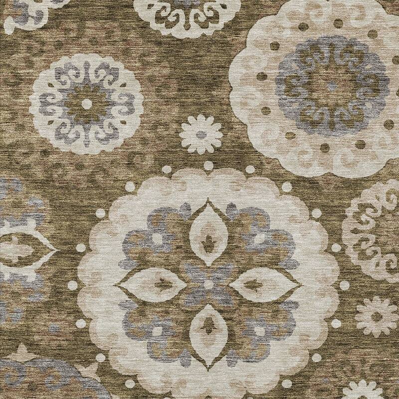HomeRoots Floral Medallion Transitional Rectangle Outdoor Rug