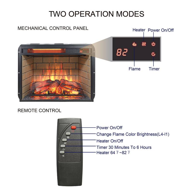 Ultra-Thin 23-Inch Electric Fireplace Insert with Adjustable Flame & Timer