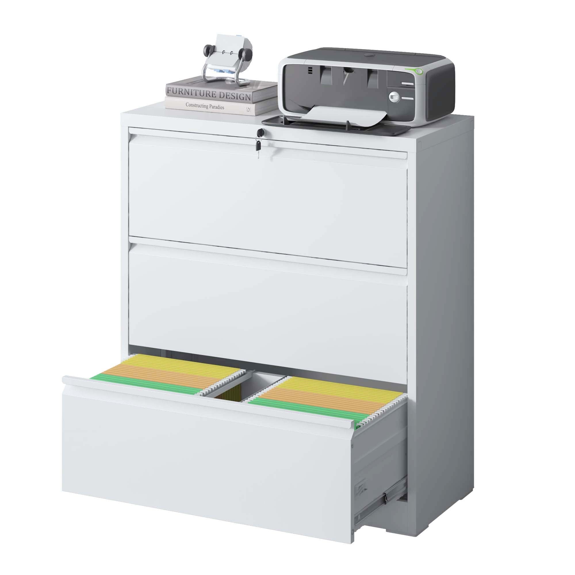 Lateral File Cabinet 3 Drawer, Filing Cabinet with Lock, Lockable File Cabinet, Locking Metal File Cabinet for Legal/Letter