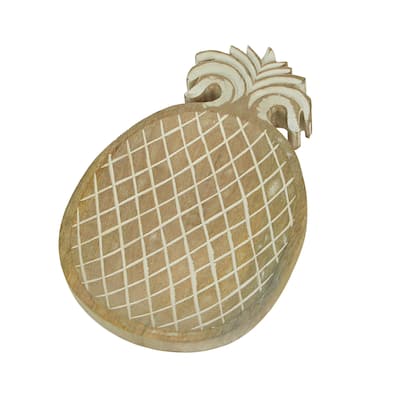12 Inch Hand Carved Pineapple Wooden Serving Tray Serveware Platter - 1.5 X 11.75 X 7.75 inches