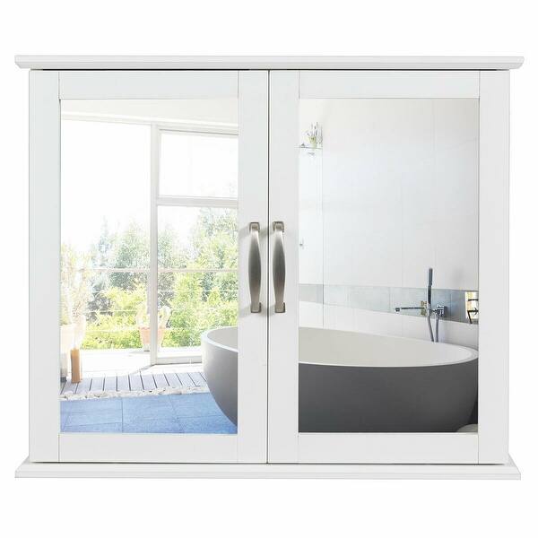 2Tier Bathroom WallMounted Mirror Storage with Handles