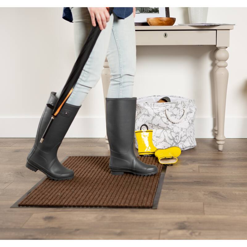 J&M Charcoal Ribbed Walk Off Utility Runner 22x60