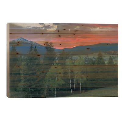 Sunset View From The Cabin Print On Wood by Anna Coppel - Multi-Color