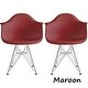 preview thumbnail 26 of 24, Set of 2 Plastic Eiffel Molded Shell Retro Dining Chairs Accent For Living Room Kitchen Chrome Desk Designer Office Dark Red