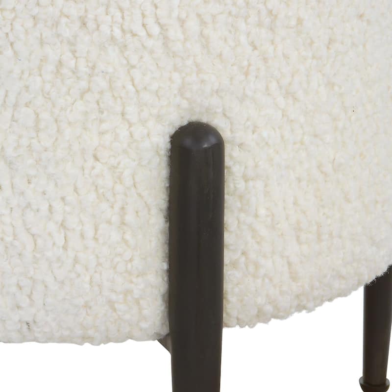Faux Shearling Plush Ottoman - 20" - White and Black