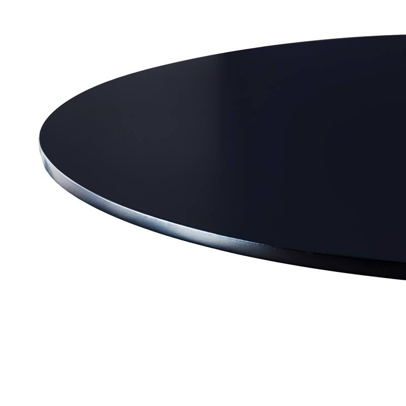 Round Dining Table for 2-4 People, Circle Kitchen Table with MDF Top & Metal Base, Mid-Century Leisure Table, Coffee Table