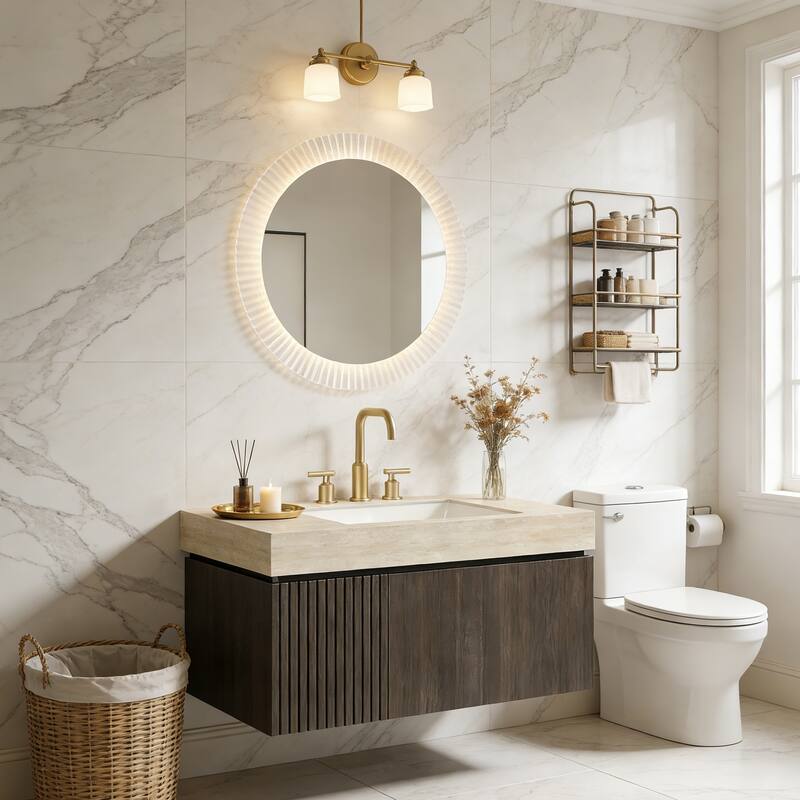 Mondern Floating Bathroom Vanity with 3 Pre-drilled Faucet Holes