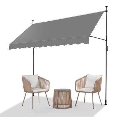 Retractable Patio Awning with 180g PU-Coated Polyester Fabric Aluminum and Steel Frame Adjustable 0 to 90 Degrees