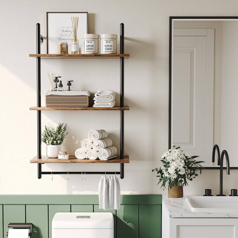 3 Tier Industrial Pipe Shelving - 9.4"D x 23.6"W x 37.8"H