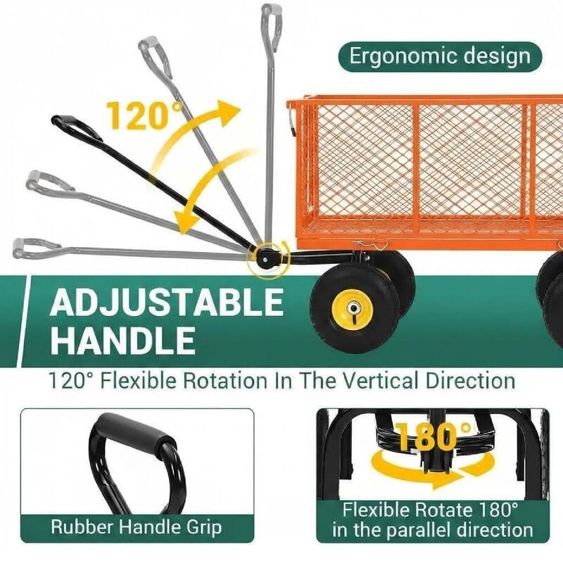 1100 Lbs Capacity Garden Wagon Carts on Wheels for Outdoor, Farm, Yard, Beach
