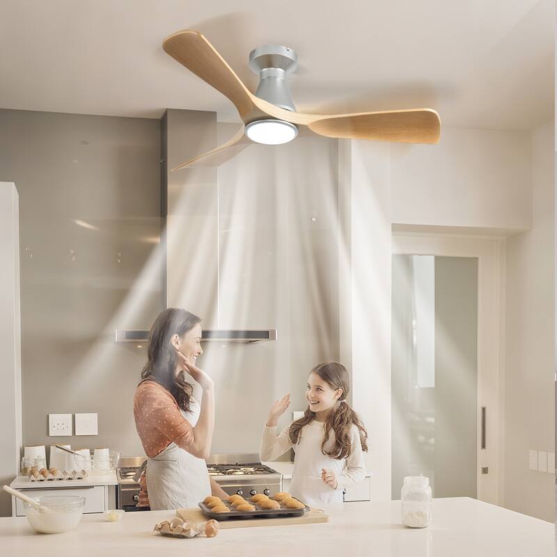 Ceiling Fans with Lights and APP: Flush Mount Low Profile Ceiling Fan for Bedroom - Dimmable Indoor Outdoor Fan