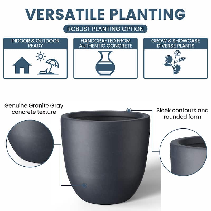 Tall Concrete Round Plant Pots / Large Indoor and Outdoor flower Planters