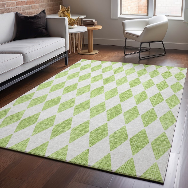 Premium Washable Super Soft Modern Diamond Mayfield Rug - Lime - 3' x 5' - Rectangle