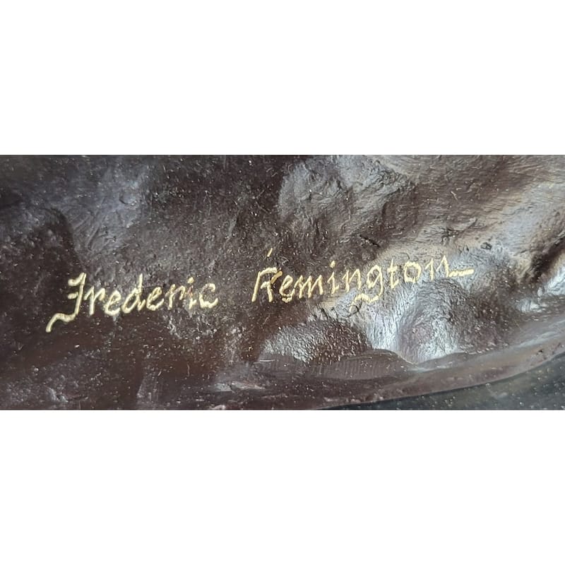 Buffalo Hunt By Frederic Remington Native American Western Bronze Statue Sculpture 13 Inches X 17 Inches
