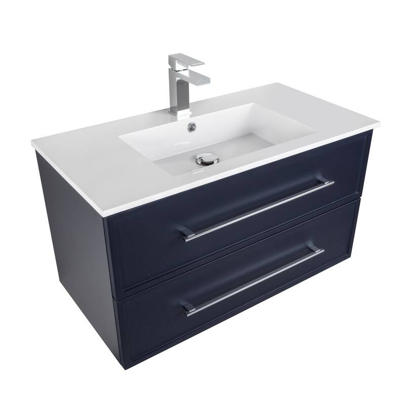 Milano Collection 36" Wall Mount Modern Shaker Bathroom Vanity with Sink and Drawers