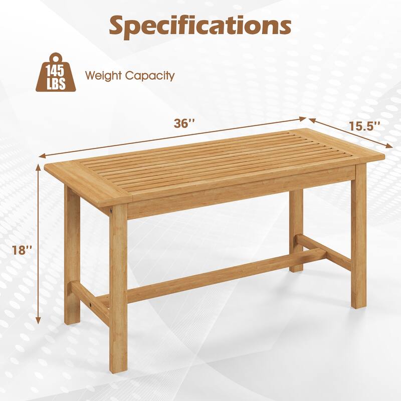Gymax 36''Patio Coffee Table Solid Wood Coffee Table w/ Slatted