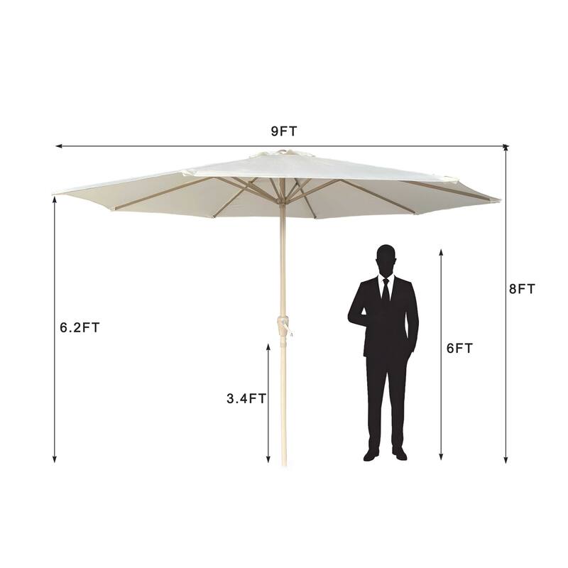 Outdoor terrace umbrella with tilting mechanism
