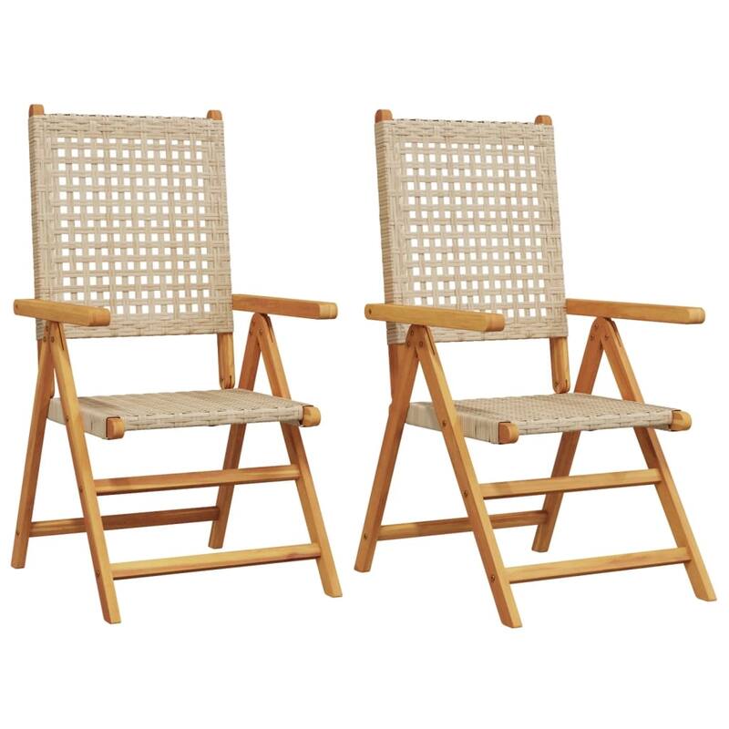 vidaXL Patio Chairs Garden Seating Furniture Solid Wood Acacia and Poly Rattan
