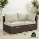 preview thumbnail 26 of 24, 4-Piece Oversized Outdoor Modular Sofa Set, 27.5" Wide Wicker Patio Conversation Set with 4-Inch Thick Cushions