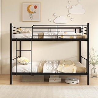 Costway Metal Twin Over Twin Bunk Bed with Built-in Ladder Safety