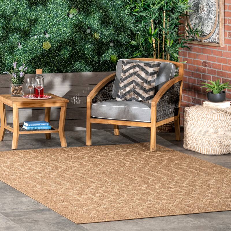 Nuloom Grayson Moroccan Trellis Indoor/Outdoor Area Rug - 6'7" x 9' - Brown