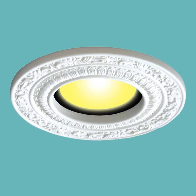 White Recessed Lighting Trim 10" Polyurethane Decorative Ceiling Medallion