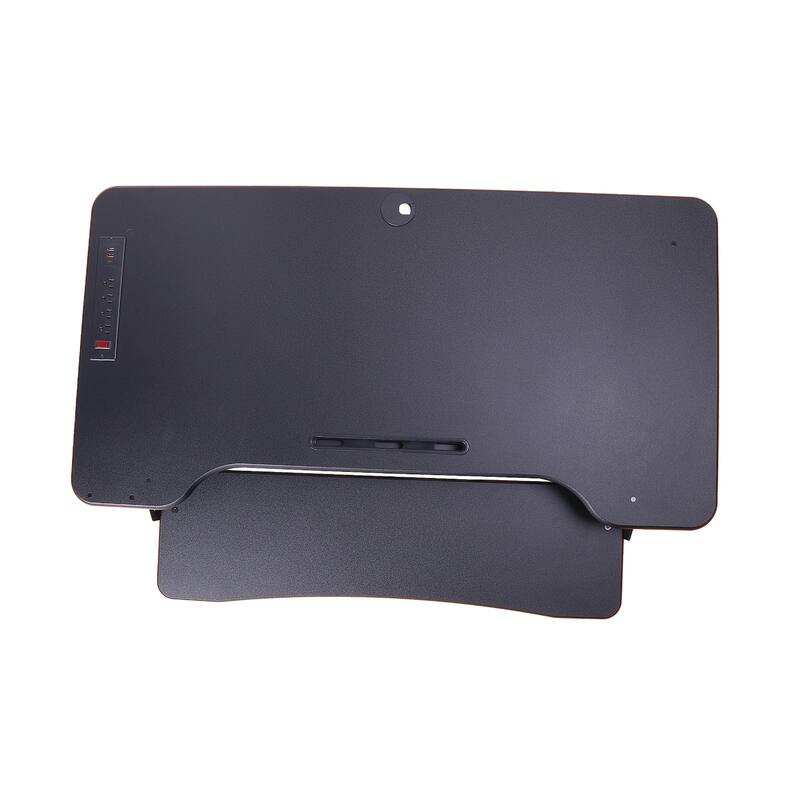 Rocelco 46 in. W Black Electric Standing Desk Converter with AC Outlet, USB Charger and Anti Fatigue Floor Mat Platform