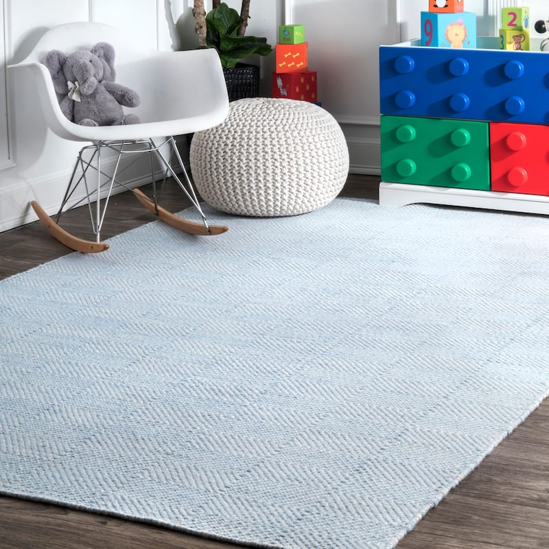 Nuloom Ago Geometric Wool Area Rug - 5' x 8' - Light Blue