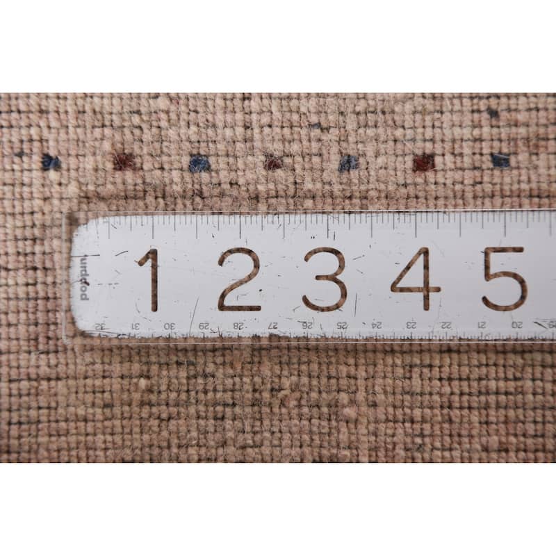 Hand Knotted Oriental 100% Wool Carpet Tribal Animal Pictorial Peach Gabbeh Runner Rug - 4' 8'' X 2' 3''