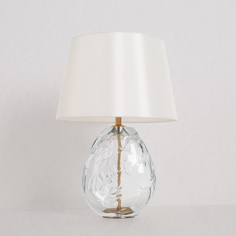 Modern 24-inch Table Lamp Crystal Textured Glass Gold Elegant Desk Lights - D15.7"xH23.6"