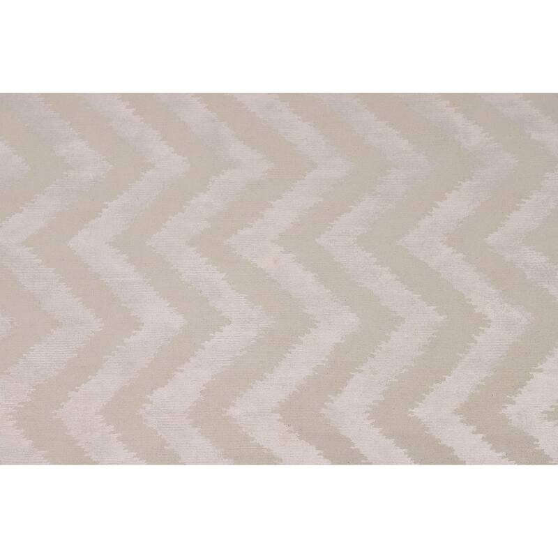 Chevron Style Modern Area Rug Handmade Wool Carpet - 6'1"x 8'10"
