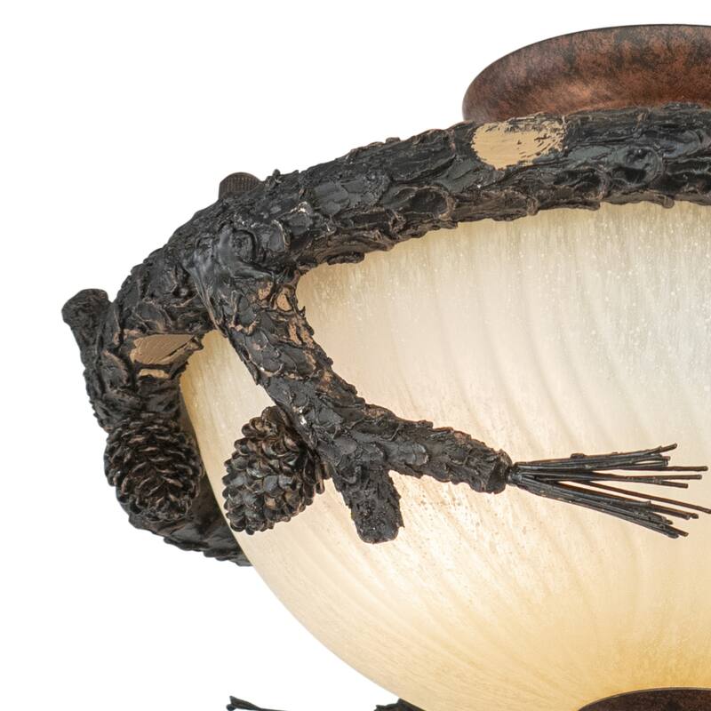 Ceiling Light - Bronze Pinecone Semi Flush Mount - Wood Fan Light Kit - Indoor Lighting - 8