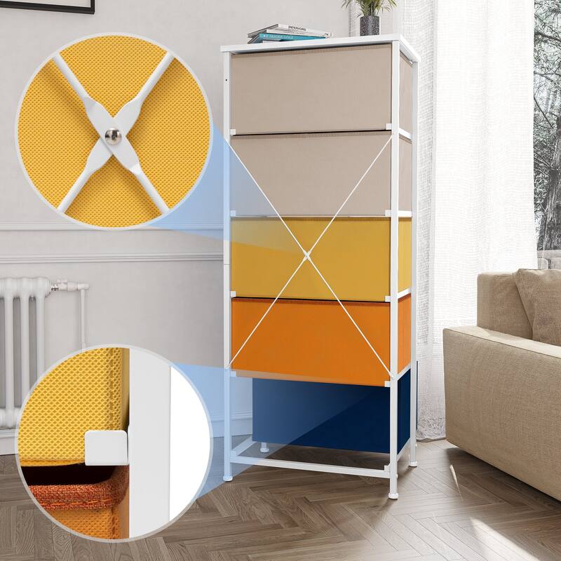 Crestlive Products Household 5-Drawer Vertical Dresser Storage Chest