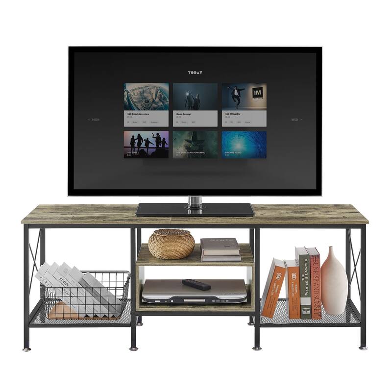 TV Stand for Living Room, Entertainment Center TV Console with Storage Shelves