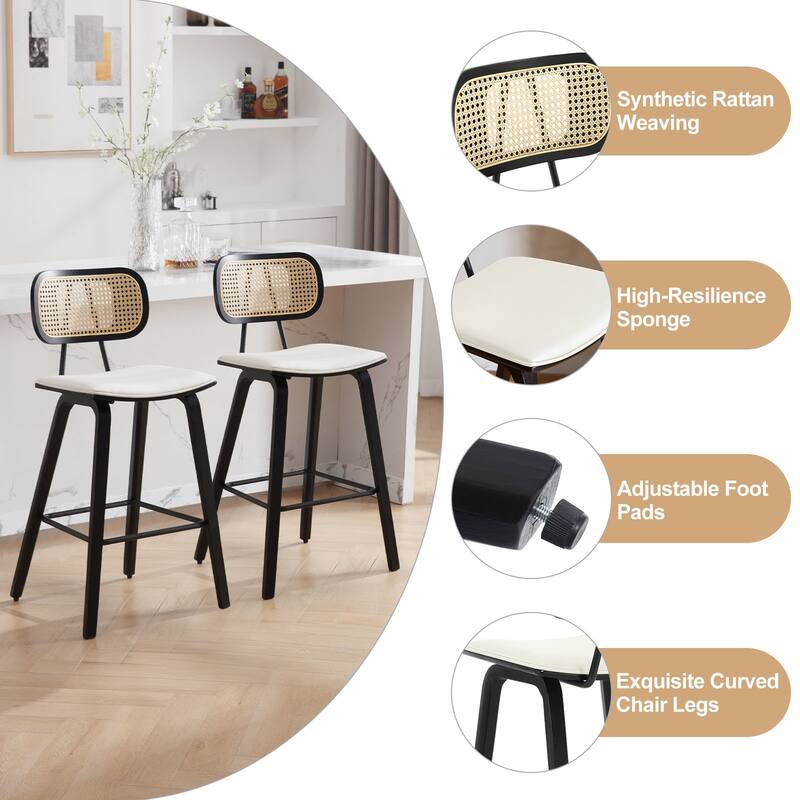 26-Inch Upholstered Counter/ Bar Stools Set of 2 or 3 - 35.1"H x 17.7"W x 19.5"D