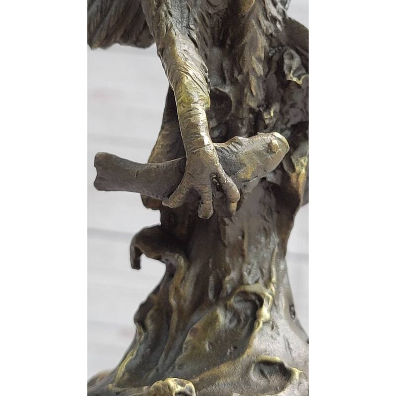 American Bald Eagle Holding Fish Bronze Sculpture Statue On Marble Base Signed Original 14 Inches X 8 Inches